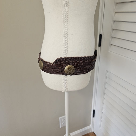 Moroccan Leather Braided Concho Belt - Picture 9 of 11